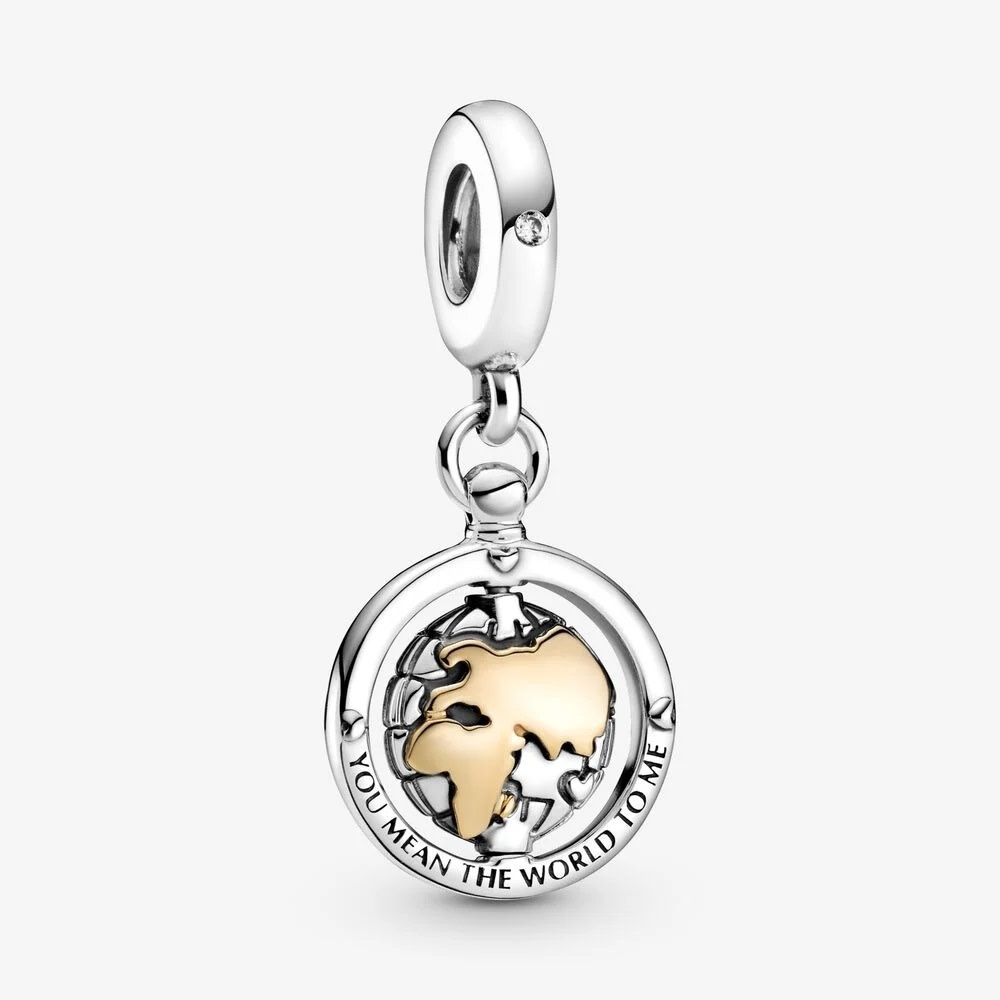 PANDORA Charm Spinning World 14k Clear CZ American Jewelry