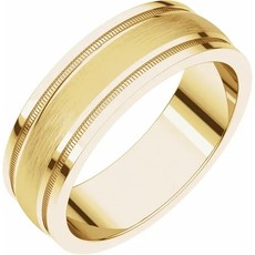 American Jewelry 14k Yellow Gold 5mm Comfort Fit Milgrain & Satin Finish Wedding Band (Size 7.5)