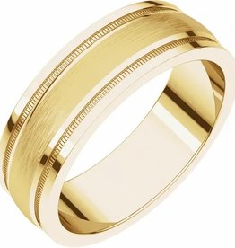 American Jewelry 14k Yellow Gold 5mm Comfort Fit Milgrain & Satin Finish Wedding Band (Size 7.5)