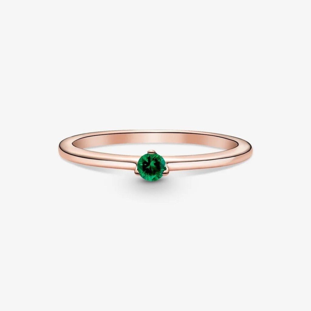 Pandora PANDORA Rose Ring, Solitaire, Green Crystal - Size 54