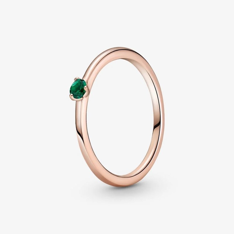 Pandora PANDORA Rose Ring, Solitaire, Green Crystal - Size 56