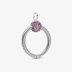 Pandora PANDORA Moments Small Pave' O Pendant, Pink Crystals