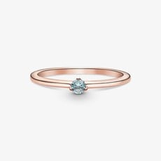 Pandora PANDORA Rose Ring, Solitaire, Light Blue CZ - Size 52