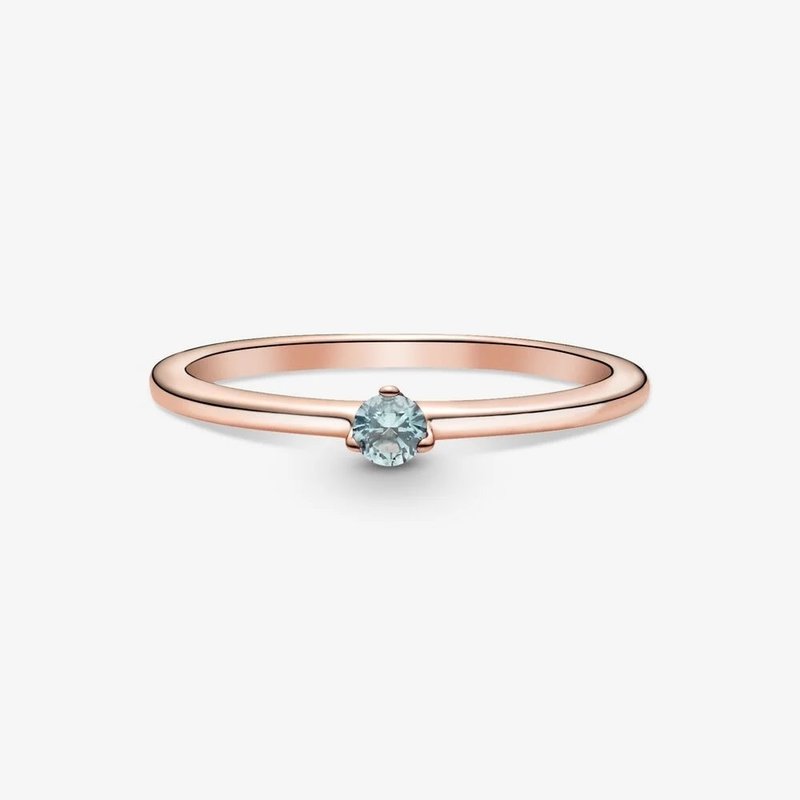 Pandora PANDORA Rose Ring, Solitaire, Light Blue CZ - Size 54