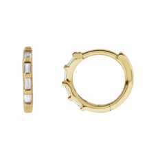 American Jewelry Mini Baguette Diamond Huggie Hoop Earrings