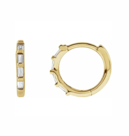 American Jewelry Mini Baguette Diamond Huggie Hoop Earrings