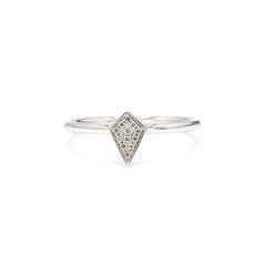 American Jewelry 14k White Gold .05ctw Diamond Kite Ladies Fashion Ring (Size 6.5)
