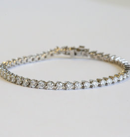 American Jewelry 14K White Gold 4.08ctw Diamond 3 Prong Tennis Bracelet (7")