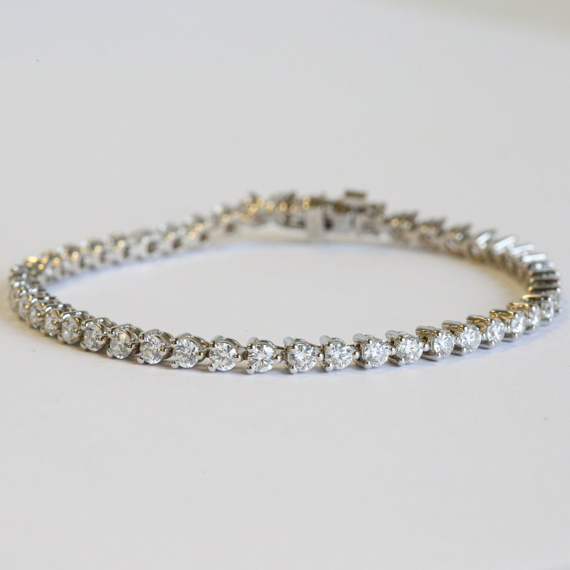 American Jewelry 14K White Gold 4.08ctw Diamond 3 Prong Tennis Bracelet (7")