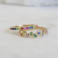 American Jewelry 14k Yellow Gold .44ctw Rainbow Sapphire Stackable Ladies Band (Size 6)