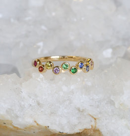 American Jewelry 14k Yellow Gold .44ctw Rainbow Sapphire Bubble Ladies Band (Size 7)