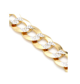 American Jewelry 14k Yellow Gold & Rhodium Diamond-Cut / High Polished Curb Link Gents Bracelet (9")