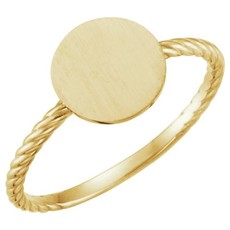 American Jewelry Round Disc Engravable Twisted Signet Ring