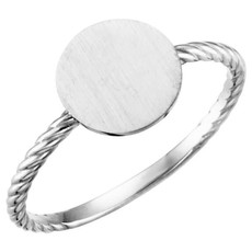 American Jewelry Round Disc Engravable Twisted Signet Ring