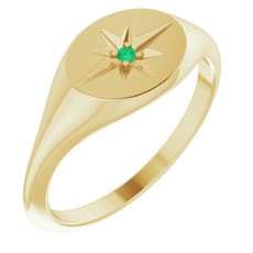 American Jewelry Sideways Oval Starburst Birthstone Signet Ring