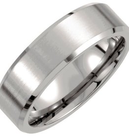 American Jewelry Titanium 7mm Satin Finish Beveled-Edge Wedding Band (Size 11.5)