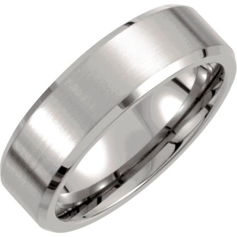 American Jewelry Titanium 7mm Satin Finish Beveled-Edge Wedding Band (Size 11.5)