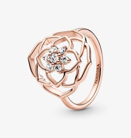 Pandora PANDORA Rose Ring, Statement Rose Petals, Clear CZ - Size 54