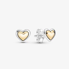 Pandora PANDORA Stud Earrings, Domed Golden Heart, 14k & Silver