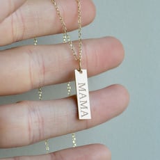 American Jewelry Mama Vertical Engraved Bar Necklace