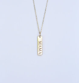 American Jewelry Mama Vertical Engraved Bar Necklace
