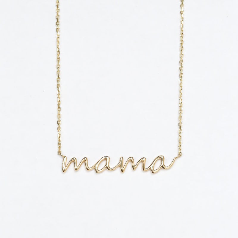 American Jewelry Mama Script Gold/Diamond Necklace