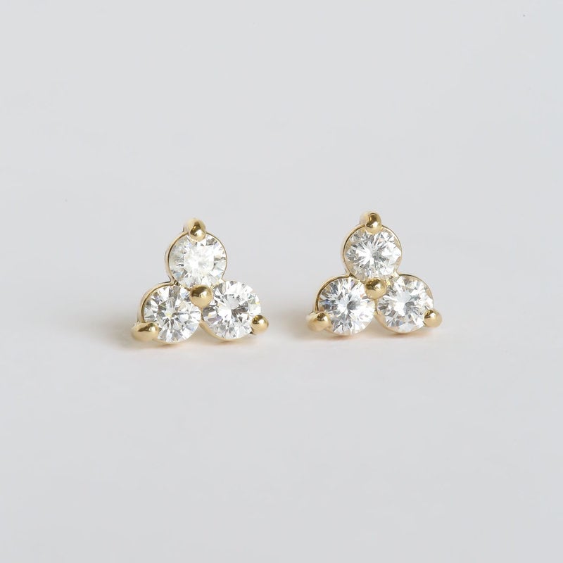 American Jewelry American Classic Diamond Trio Stud Earrings