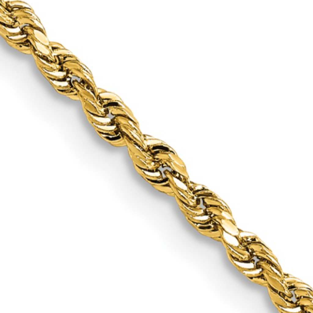 American Jewelry 10K Yellow Gold 3.8mm Rope Chain Bracelet (8")