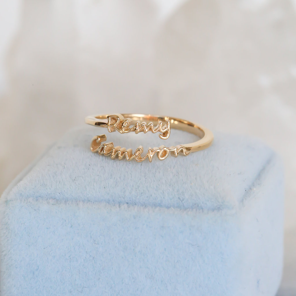 American Jewelry Custom Double Name Wrap Ring