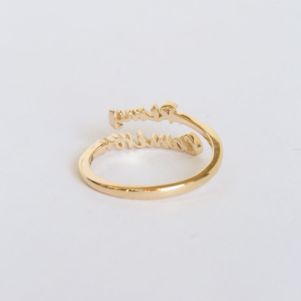 American Jewelry Custom Double Name Wrap Ring