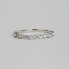 American Jewelry 14K White Gold .22ctw Diamond Mil-grain Stackable Band (Size 7)