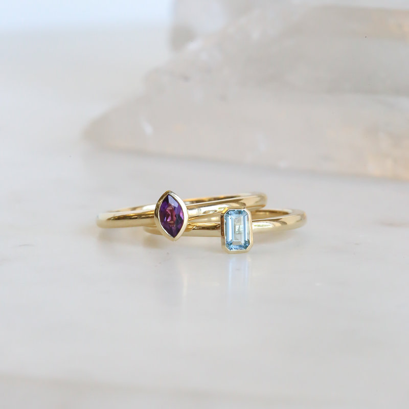 American Jewelry Bezel Gemstone Stackable Ring