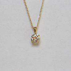 American Jewelry 14K Yellow Gold .83ct Diamond Solitaire Pendant (18")