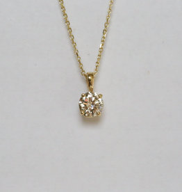 American Jewelry 14K Yellow Gold .83ct Diamond Solitaire Pendant (18")