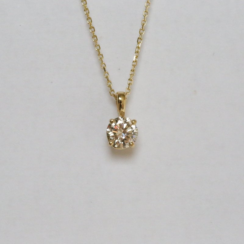 American Jewelry 14K Yellow Gold .83ct Diamond Solitaire Pendant (18")