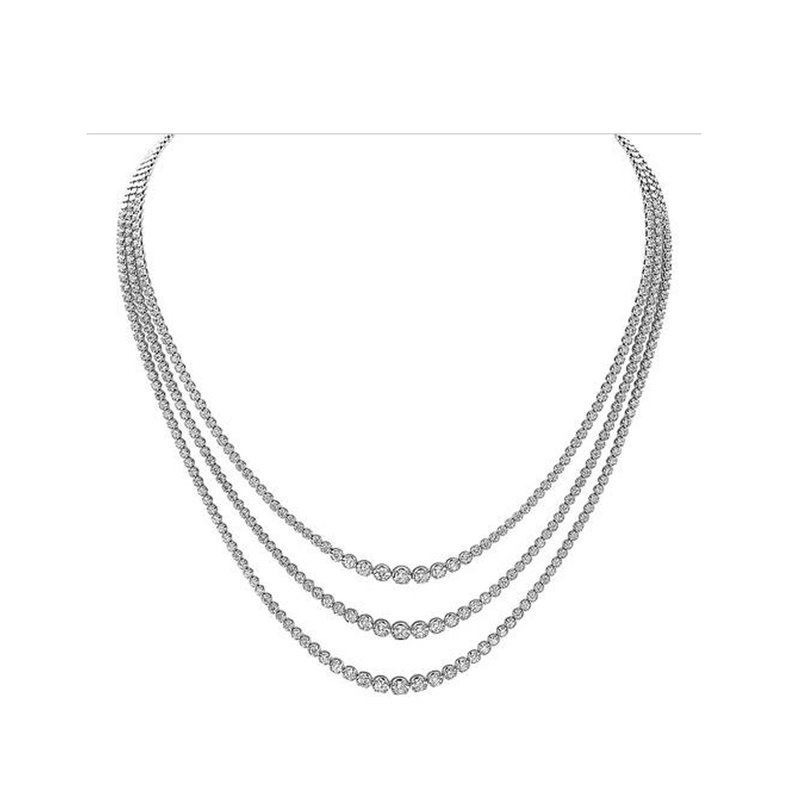 American Jewelry 18k White Gold 8.10ctw Diamond 3 Strand Ladies Necklace