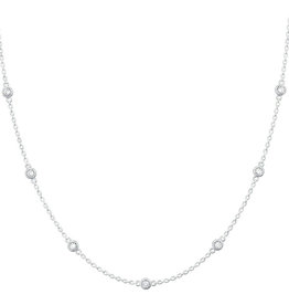 American Jewelry 14k White Gold .42ctw Diamond by the Yard Bezel Station Necklace (18")
