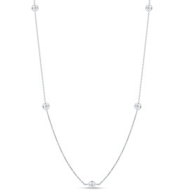 American Jewelry 14k White Gold 1.02ctw Diamond by the Yard Bezel Station Necklace (20")