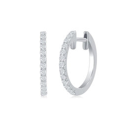 American Jewelry 14k White Gold .40ctw Diamond Hoop Earrings