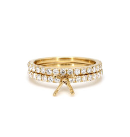 American Jewelry 14k Yellow Gold .83ctw Diamond Semi Mount Wedding Set (Size 6.5)