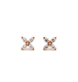 American Jewelry 14k Rose Gold .37ctw Diamond Clover Stud Earrings