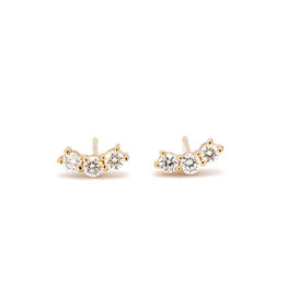 American Jewelry 14k Yellow Gold .31ctw Diamond 3 Stone Stud Earrings