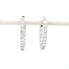 American Jewelry 18k White Gold 1.02ctw Diamond Inside / Out Hoop Earrings