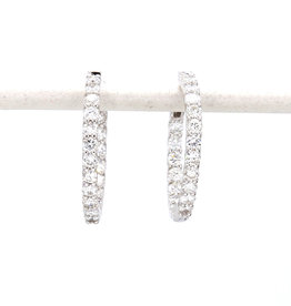 American Jewelry 18k White Gold 1.02ctw Diamond Inside / Out Hoop Earrings