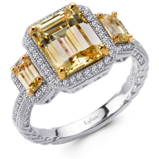 Lafonn Lafonn three- stone yellow halo anniversary ring