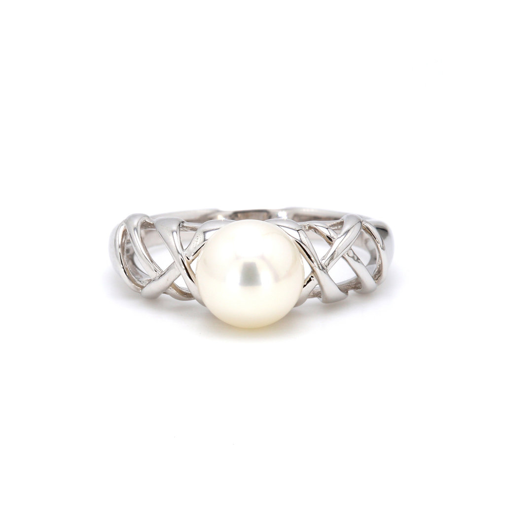 American Jewelry 14k White Gold 7.5-8mm Freshwater Pearl Ladies Ring (Size 7)
