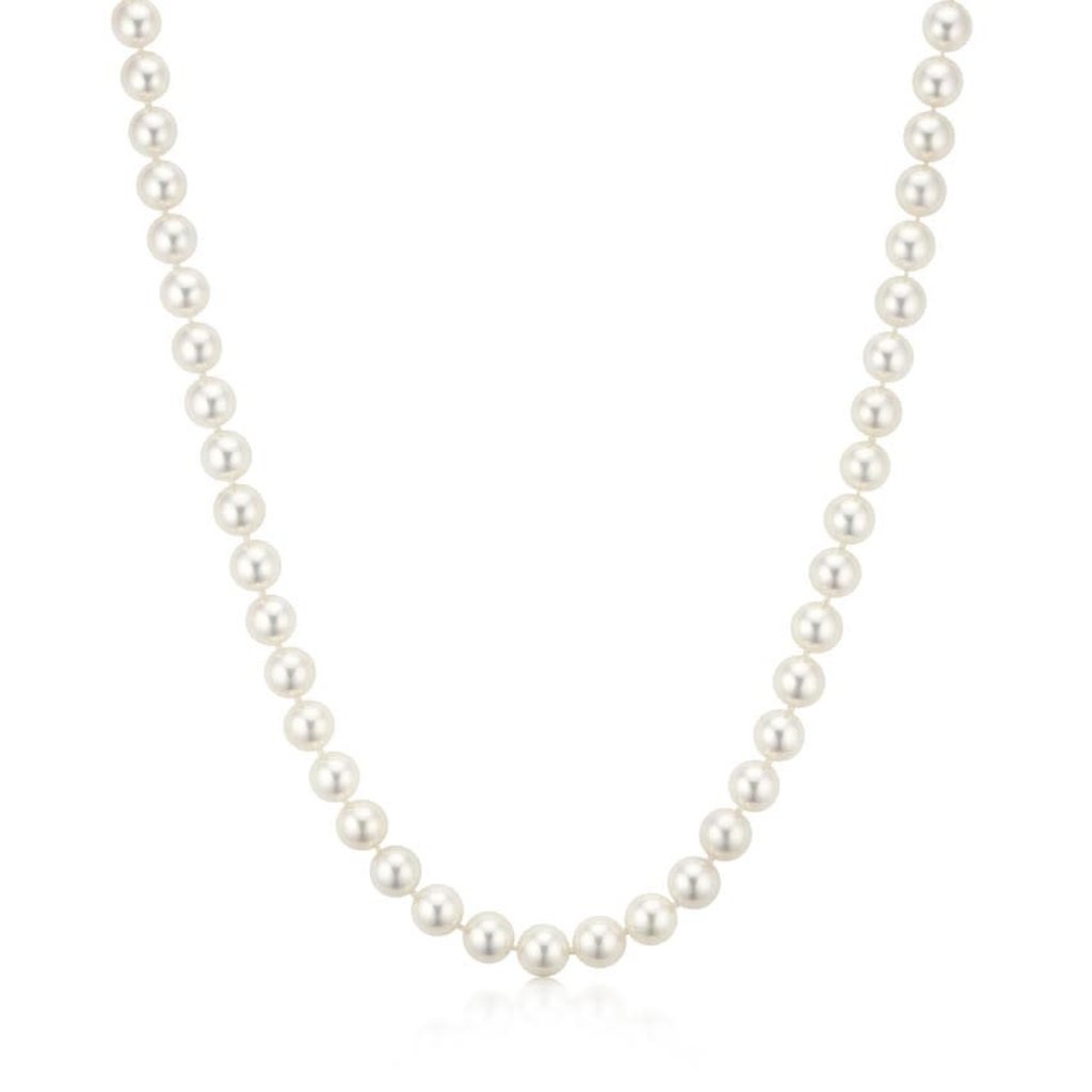 American Jewelry 14k Yellow Gold 5-5.5mm Akoya Pearl Strand Necklace (18")