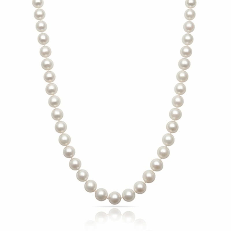 American Jewelry 14k White Gold 20" 7.5-8mm Akoya Pearl Strand Necklace