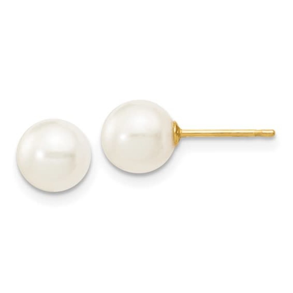 American Jewelry 14k Yellow Gold 6-6.5mm Akoya Pearl Stud Earrings