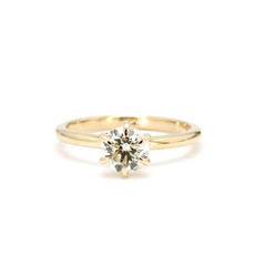 American Jewelry 14k Yellow Gold 1.00ct K-L/I1 Round Brilliant Diamond AJ Signature Solitaire Engagement Ring (Size 6.5)